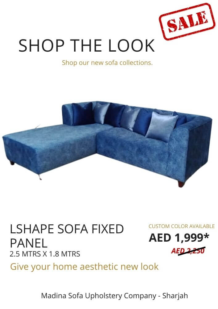 L SHAPE SOFA with fixed panel