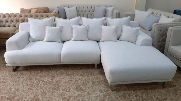L Shaped White Sofa Couch